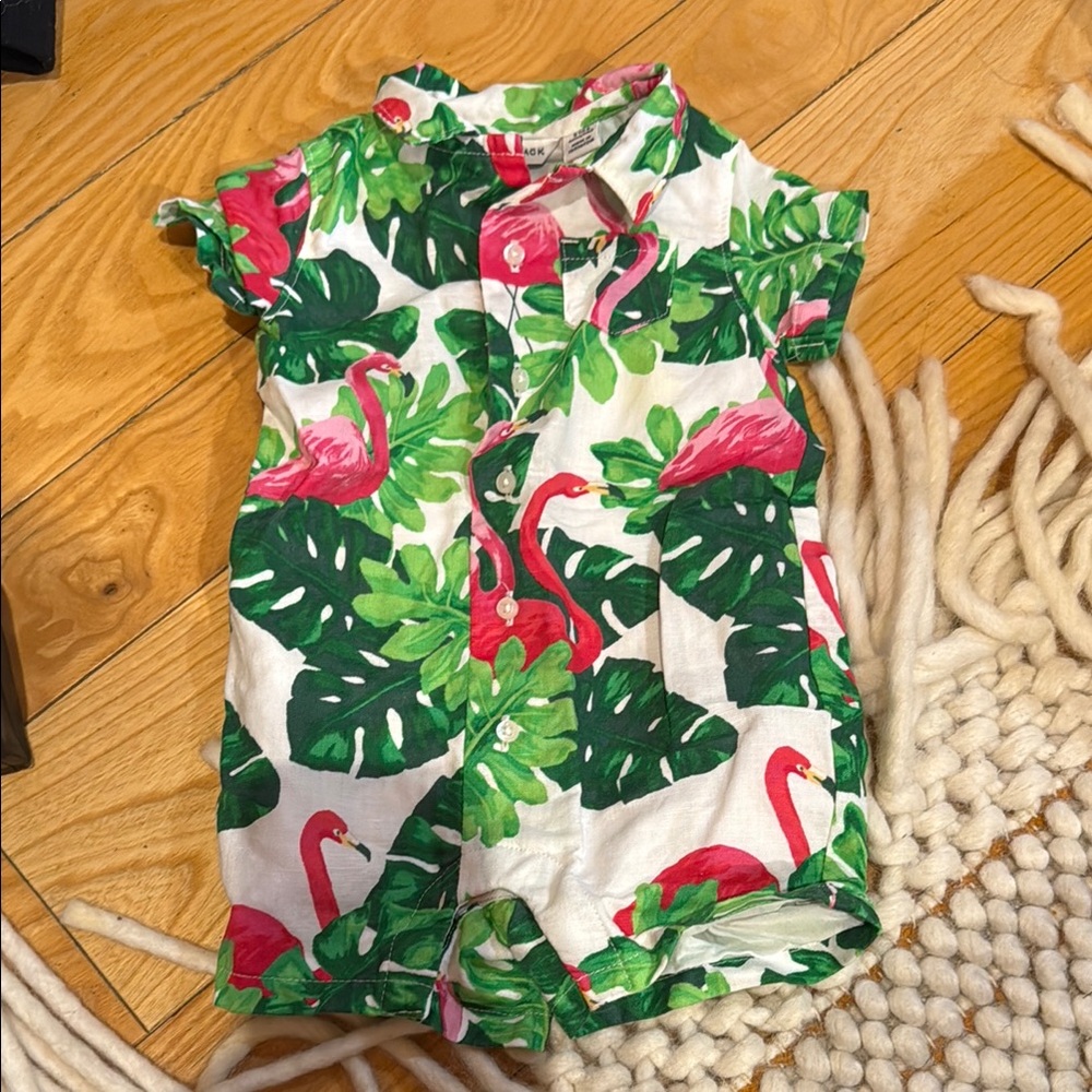 Janie & Jack Tropical Flamingo Baby Romper 3-6